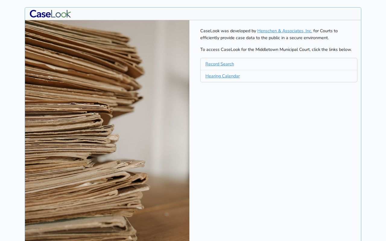 Middletown residents directory municipal court CaseLook search