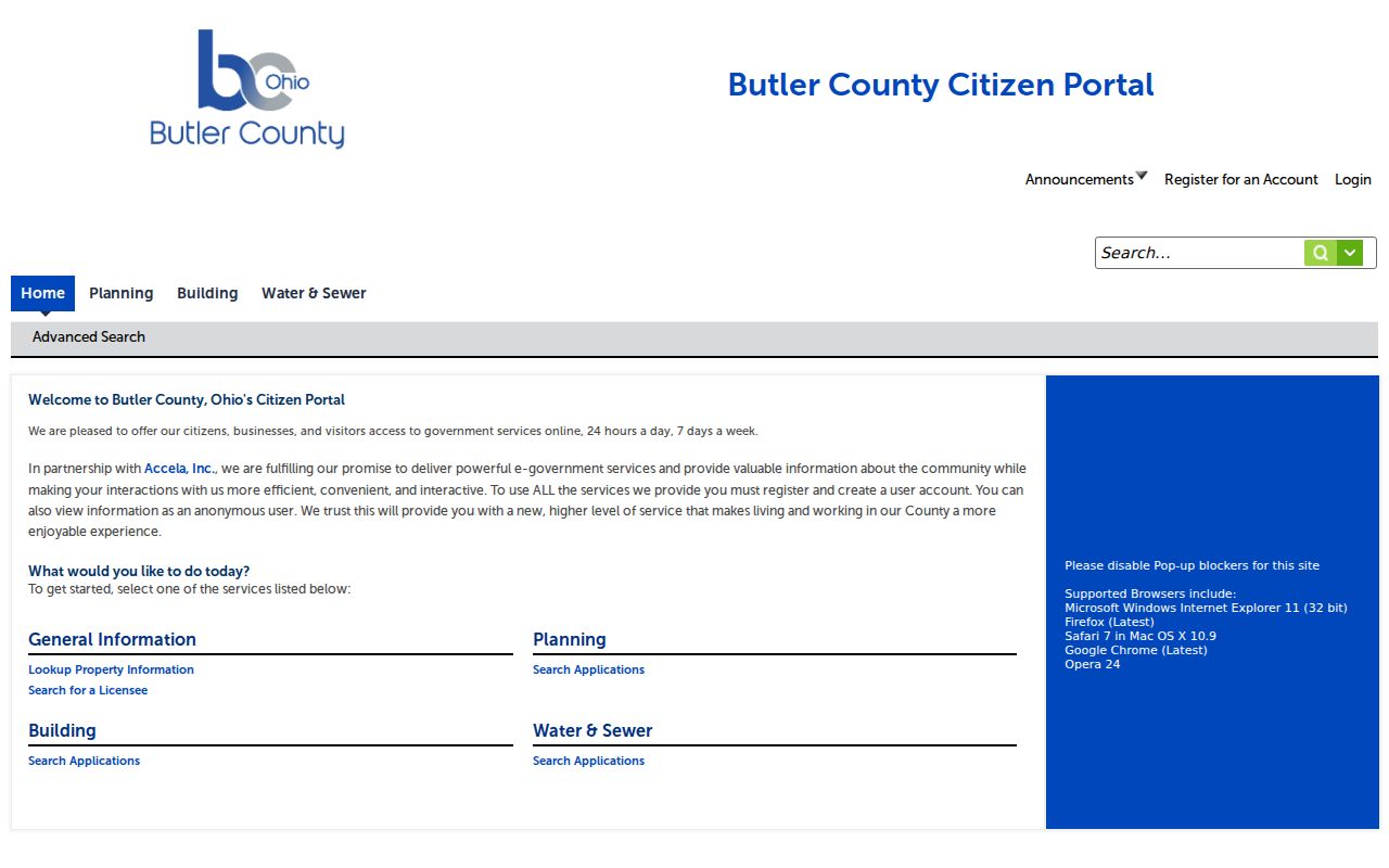 Middletown neighbors Butler Accela property and record search
