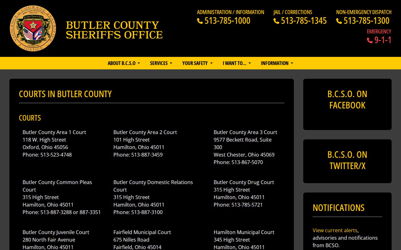 Middletown neighbors Butler County Sheriff court and jail information