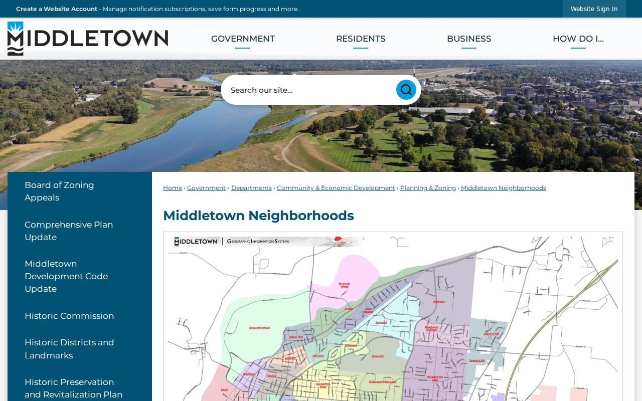 Middletown neighbors official neighborhood geography map