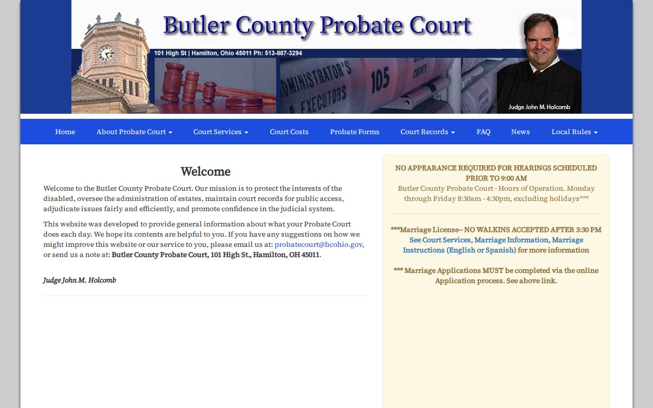 Middletown resident lookup Butler County Probate Court access route