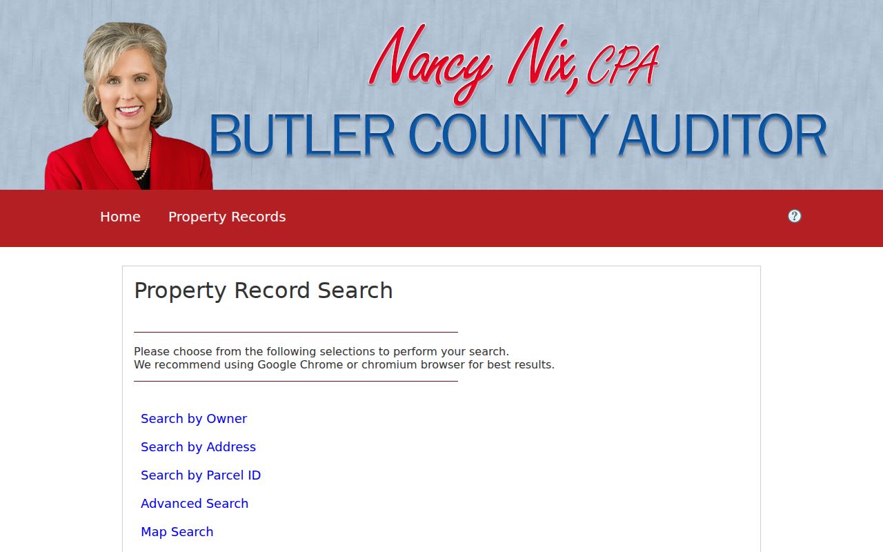 Middletown street directory Butler County property search