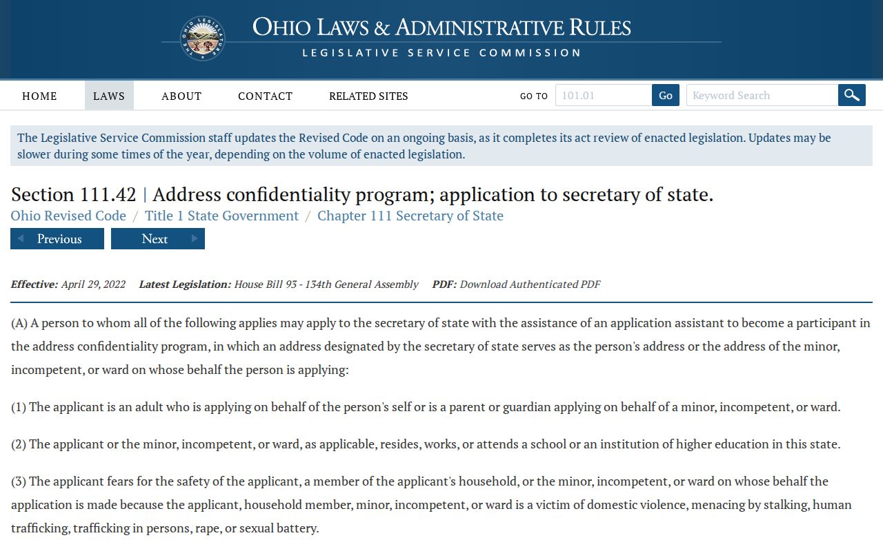 Middletown ZIP code directory Ohio Safe at Home privacy statute